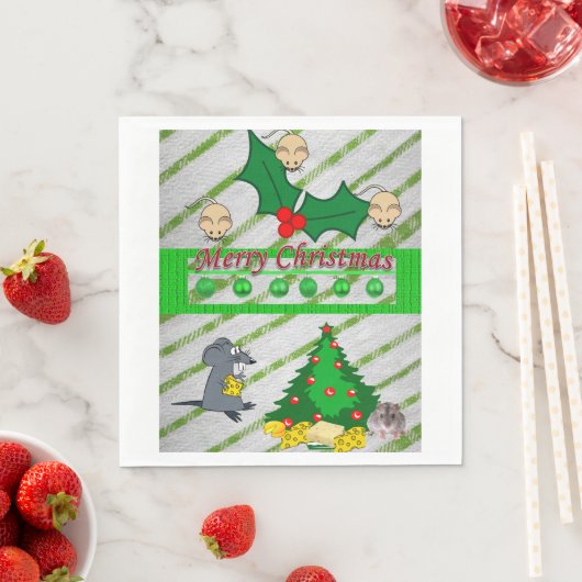 Serviette En Papier Papier de Noël, Joyeux Noël, souris (En situation)