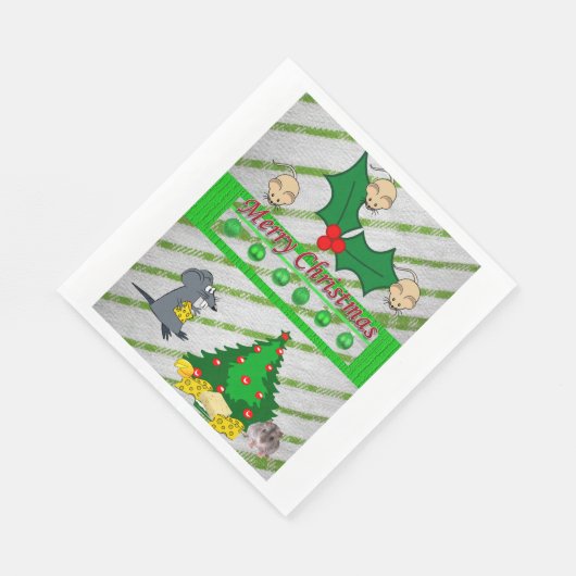 Serviette En Papier Papier de Noël, Joyeux Noël, souris (Coin)