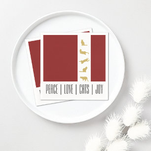 Serviette En Papier Papier de Noël Moderne Rouge Blanc Or pour Amoureu