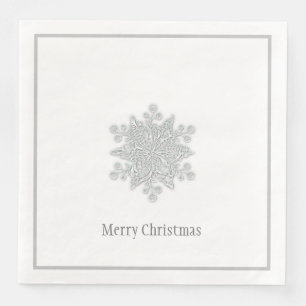 Serviette En Papier Papier de Noël Napkins Flocon de neige en argent