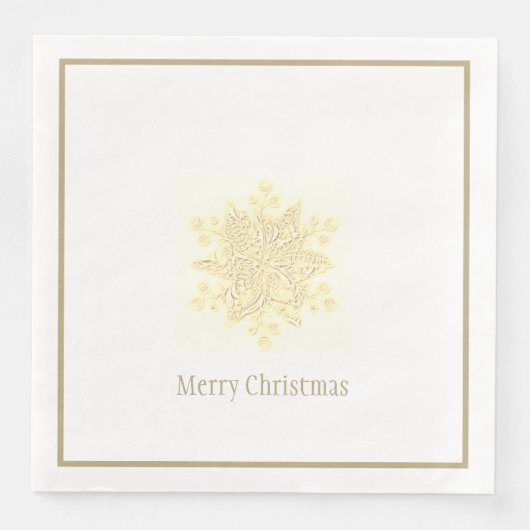 Serviette En Papier Papier de Noël Napkins Flocon doré (Devant)