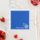 Serviette En Papier Papier de Noël Napkins Royal Blue Snowflakes (En situation)