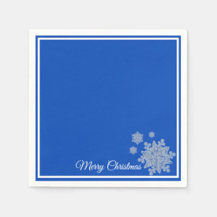 Serviette En Papier Papier de Noël Napkins Royal Blue Snowflakes