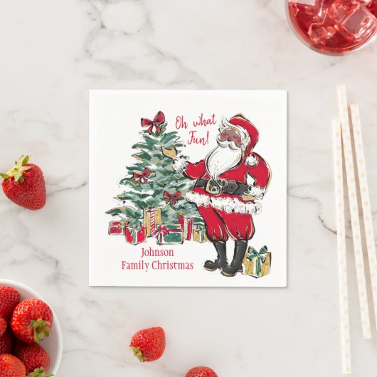 Serviette En Papier Papier de Noël noir Whimsical Napkins (En situation)