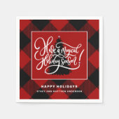 Serviette En Papier Papier de Noël plaqué Buffalo rouge moderne (Devant)