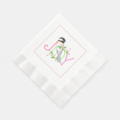 Serviette En Papier Papier de Noël rose et vert (Coin)