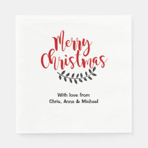 Serviette En Papier Papier de Noël rouge merisier personnalisé