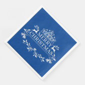 Serviette En Papier Papier de Noël Royal Blue & White Merry (Coin)