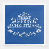 Serviette En Papier Papier de Noël Royal Blue & White Merry (Devant)