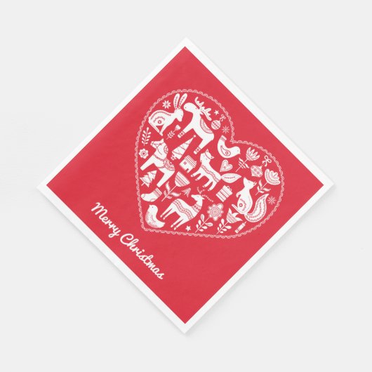 Serviette En Papier Papier de Noël scandinave (Coin)