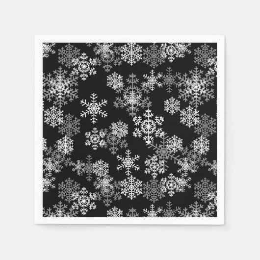 Serviette En Papier Papier de Noël serviettes-flocons de neige (Devant)