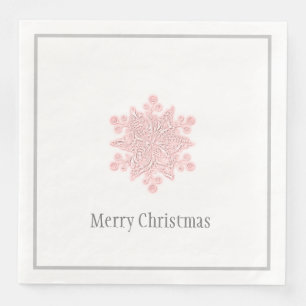 Serviette En Papier Papier de Noël serviettes rose et argent Flocon de