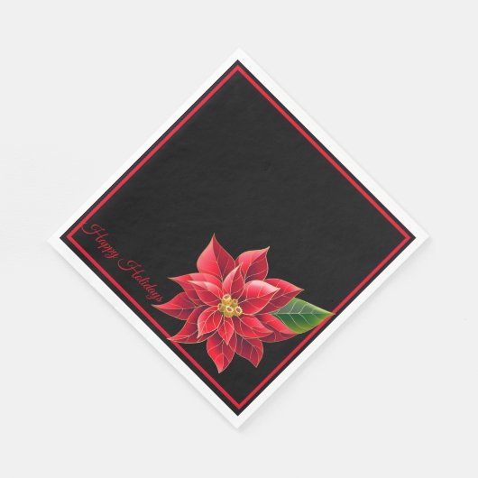 Serviette En Papier Papier de Noël serviettes Rouge Poinsettia-déjeune (Coin)