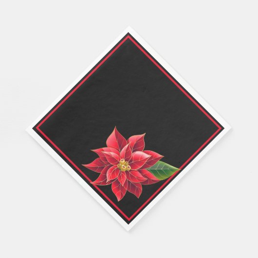 Serviette En Papier Papier de Noël serviettes Rouge Poinsettia-déjeune (Coin)