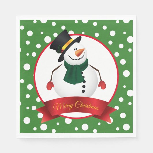 Serviette En Papier Papier de Noël Snowman (Devant)