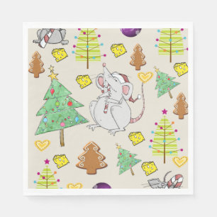Serviette En Papier Papier de Noël, Souris Fromage