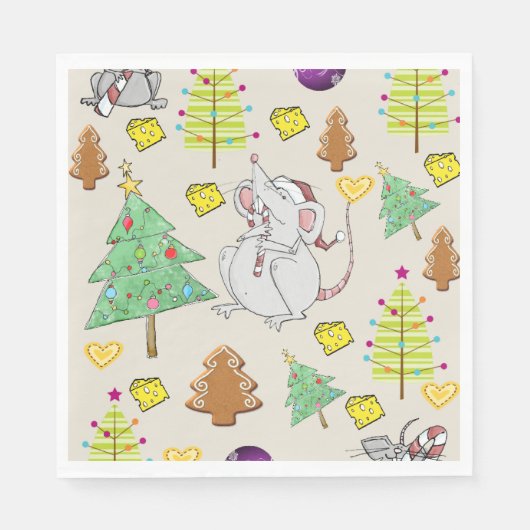 Serviette En Papier Papier de Noël, Souris Fromage (Devant)
