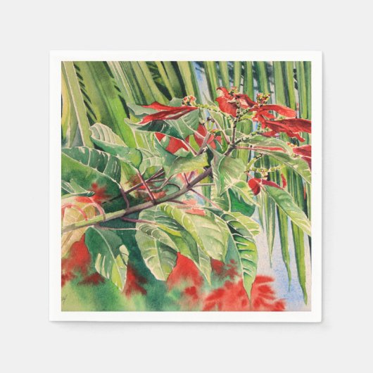 Serviette En Papier Papier de Noël tropical Napkin (Devant)