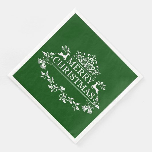Serviette En Papier Papier de Noël vert et blanc (Coin)