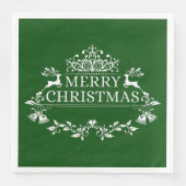 Serviette En Papier Papier de Noël vert et blanc (Devant)
