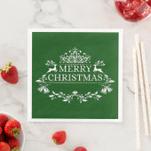 Serviette En Papier Papier de Noël vert et blanc (En situation)