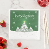 Serviette En Papier Papier de Noël vert Napkin (En situation)