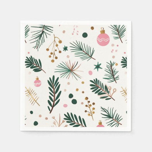 Serviette En Papier Papier de Noël Whimsical Botanical (Devant)