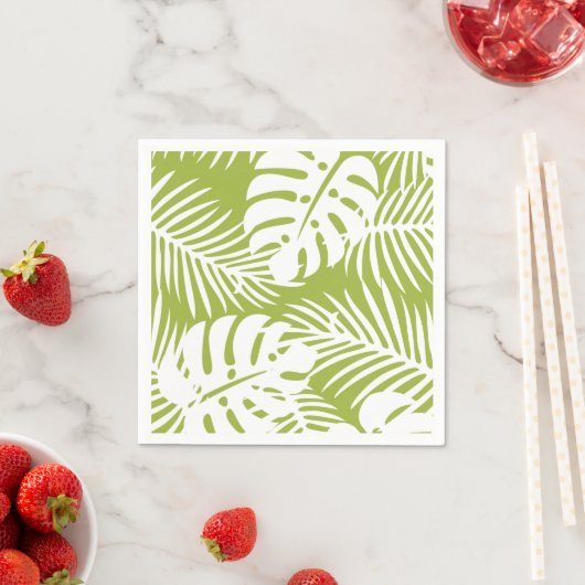 Serviette En Papier Papier de palme vert et blanc (En situation)