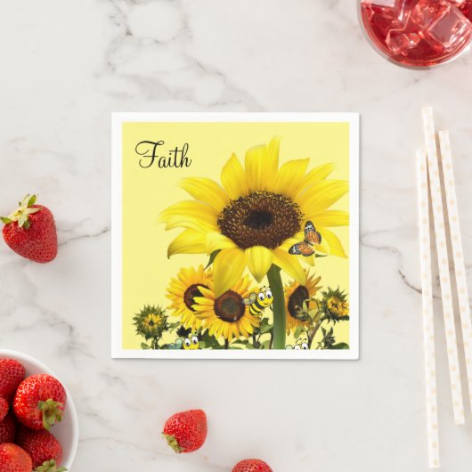 Serviette En Papier Papier de papillon de tournesol Bumblebee (En situation)