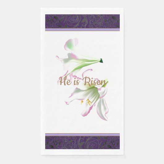 Serviette En Papier Papier de Pâques Napkin Il est ressuscité Lys de P (Devant)