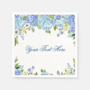 Serviette En Papier Papier de PARTI Floral bleu clair Hydrangea