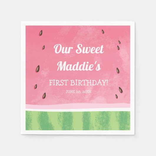 Serviette En Papier Papier de pastèque Napkin Melon Fruit d'anniversai (Devant)