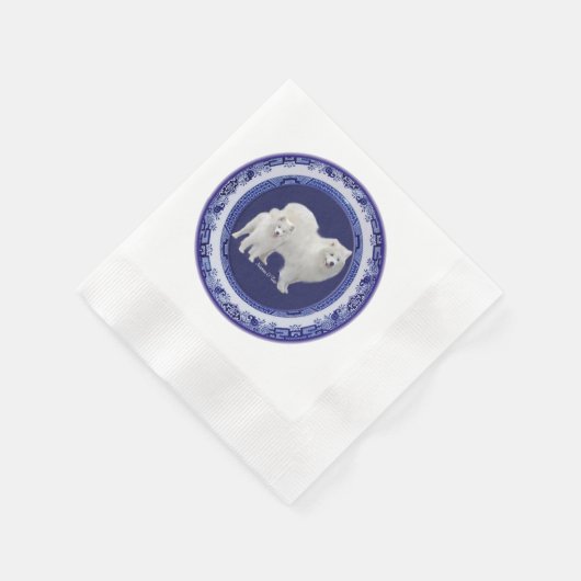 Serviette En Papier Papier de pièce bleu saule Samoyé Napkin (Coin)
