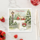 Serviette En Papier Papier de pin de la Maison Rouge de Noël (En situation)