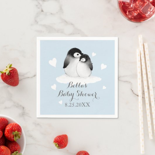 Serviette En Papier Papier de pingouin bleu serviettes (En situation)