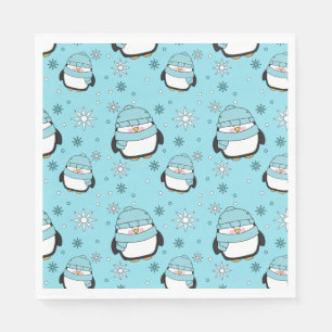 Serviette En Papier Papier de pingouin d'hiver