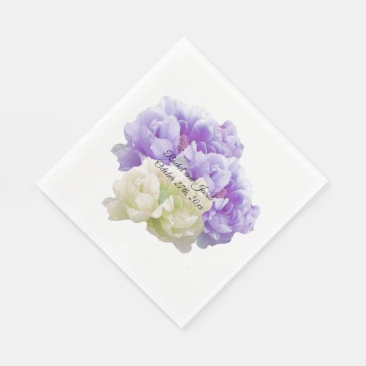 Serviette En Papier Papier de pivoine violet et ivoire (Coin)