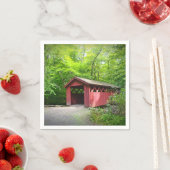 Serviette En Papier Papier de pont couvert rouge Napkin (En situation)