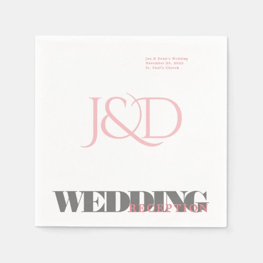 Serviette En Papier Papier de réception de mariage monogramme Napkin (Devant)