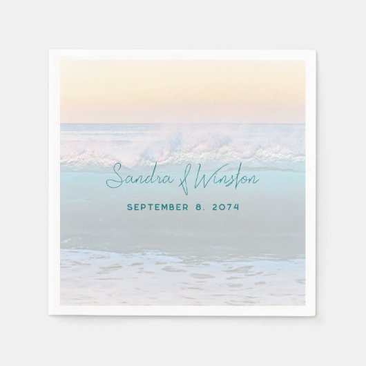 Serviette En Papier Papier de réception Ocean Sunrise Mariage (Devant)
