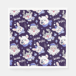 Serviette En Papier Papier de rennes d'ours polaire Père Noël de Noël