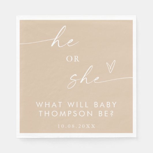 Serviette En Papier Papier de révélation de genre Boho Napkin | Neutre (Devant)