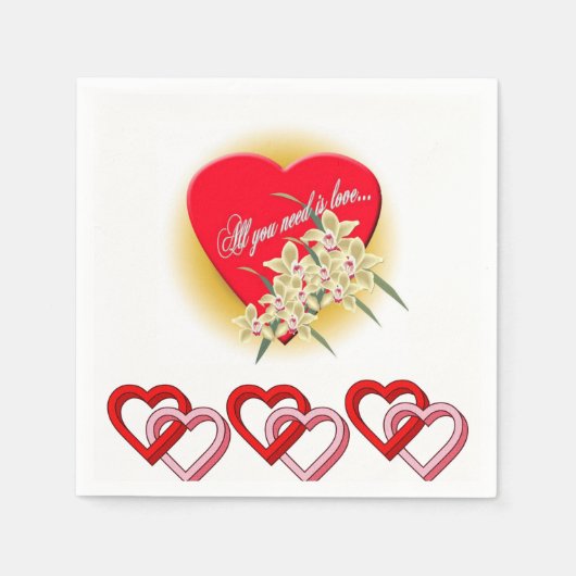 Serviette En Papier Papier de Saint Valentin serviettes (Devant)