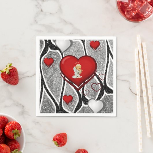 Serviette En Papier Papier de Saint Valentin serviettes, Ange (En situation)