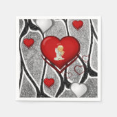 Serviette En Papier Papier de Saint Valentin serviettes, Ange (Devant)