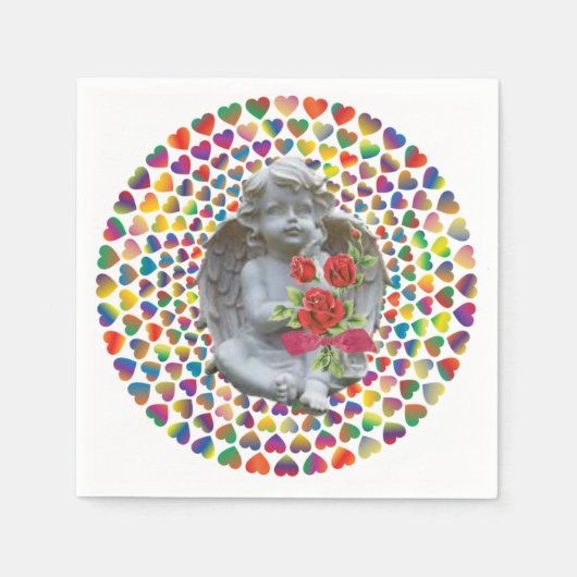 Serviette En Papier Papier de Saint Valentin serviettes, Ange (Devant)