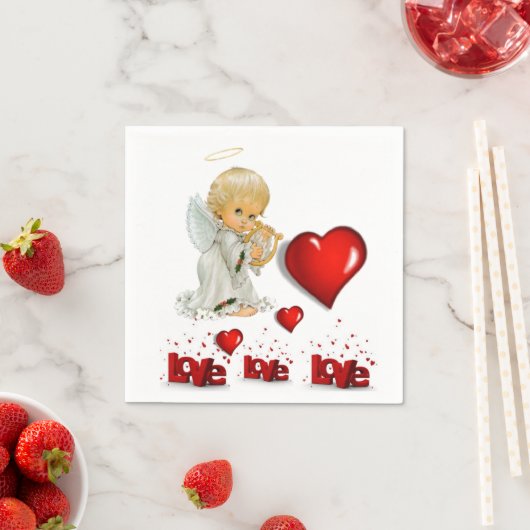 Serviette En Papier Papier de Saint Valentin serviettes, Ange (En situation)