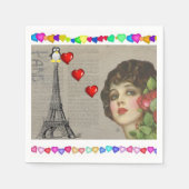 Serviette En Papier Papier de Saint Valentin serviettes, Coeurs de pin (Devant)