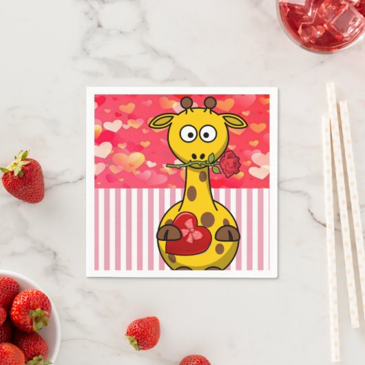 Serviette En Papier Papier de Saint Valentin, serviettes, Giraffe (En situation)