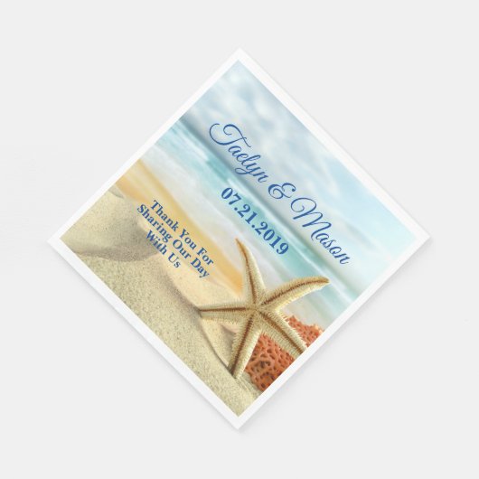 Serviette En Papier Papier de scène de plage Mariage tropical Napkin (Coin)
